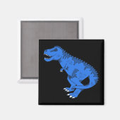 Blauwe T-rex op grijze Sticker Magneet (Voorkant / Achterkant)