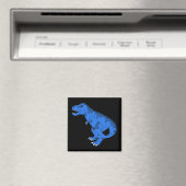 Blauwe T-rex op grijze Sticker Magneet (Insitu (Vaatwasser))