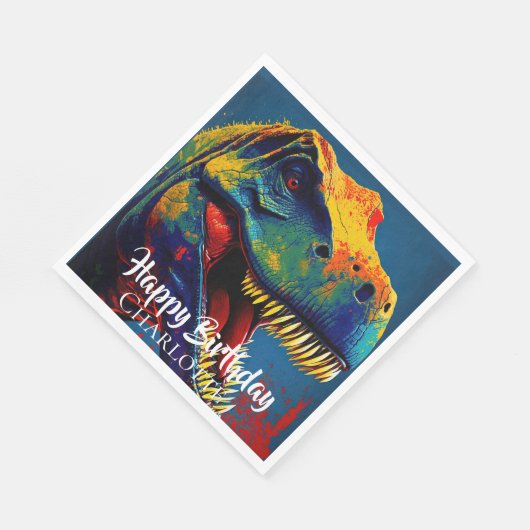 Blauwe T-Rex Verjaardag Servet (Hoek)