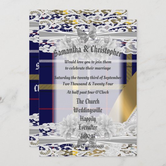 Blauwe taarstaartschildpad, uitnodiging voor een f (Voorkant / Achterkant)