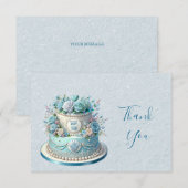 Blauwe taart bloemen dank je kaart (Voorkant / Achterkant)