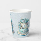 Blauwe taart Bloemen Papieren kopjes Papieren Bekers (Achterkant)