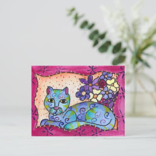 Blauwe tablet briefkaart (Staand voorkant)