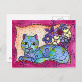 Blauwe tablet briefkaart (Voorkant / Achterkant)