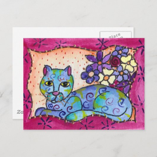 Blauwe tablet briefkaart (Voorkant / Achterkant)