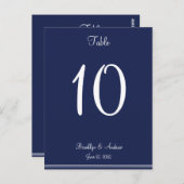 Blauwe Tafelnummerkaarten voor een Zeevaart Huweli Briefkaart (Voorkant / Achterkant)