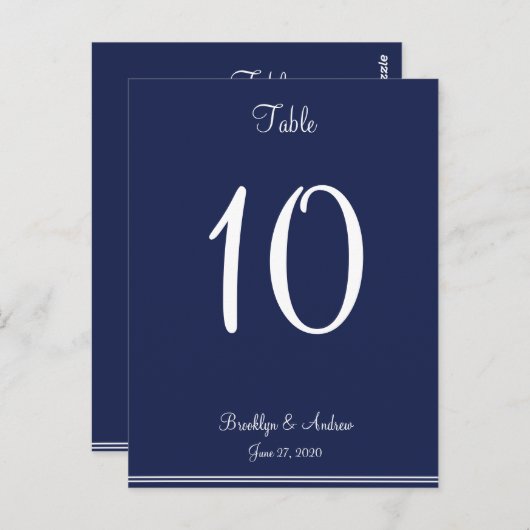 Blauwe Tafelnummerkaarten voor een Zeevaart Huweli Briefkaart