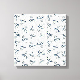 Blauwe tak op crème - naadloos patroon. canvas afdruk