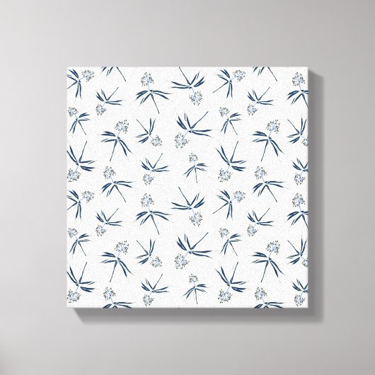 Blauwe tak op crème - naadloos patroon. canvas afdruk (Voorkant)