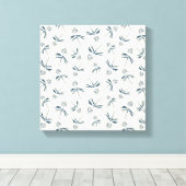 Blauwe tak op crème - naadloos patroon. canvas afdruk (Insitu (Houten vloer))