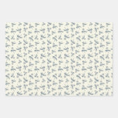 Blauwe tak op crème - naadloos patroon. inpakpapier vel (Voorkant 3)