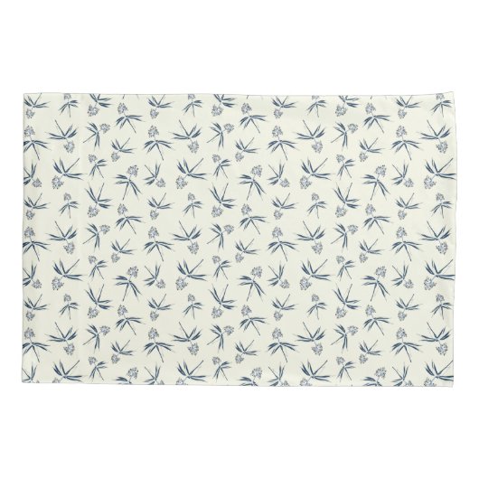 Blauwe tak op crème - naadloos patroon. kussensloop (Achterkant)