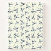 Blauwe tak op crème - naadloos patroon. notitieboek (Achterkant)