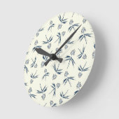 Blauwe tak op crème - naadloos patroon. ronde klok (Hoek)