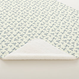 Blauwe tak op crème - naadloos patroon. sherpa deken