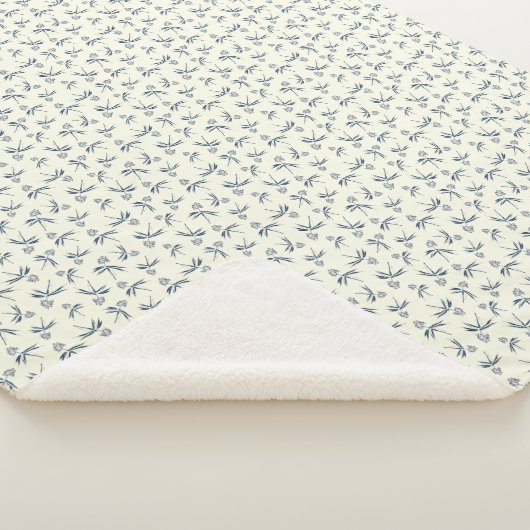 Blauwe tak op crème - naadloos patroon. sherpa deken (3/4)