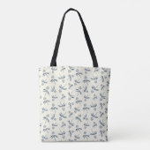 Blauwe tak op crème - naadloos patroon. tote bag (Achterkant)