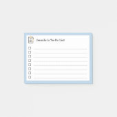 Blauwe takenlijst met klembord en pen post-it® notes (Voorkant)