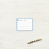 Blauwe takenlijst met klembord en pen post-it® notes (Op bureau)