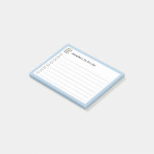 Blauwe takenlijst met klembord en pen post-it® notes (Schuin)
