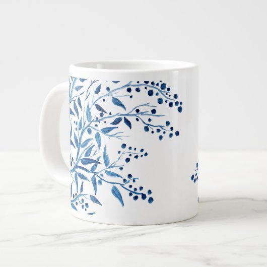 Blauwe Takken Aquarelontwerp Jumbo Mok (Links)
