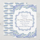 Blauwe takken repetitie diner uitnodiging (Voorkant / Achterkant)