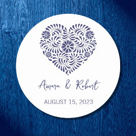 Blauwe Talavera Hart Ronde Sticker