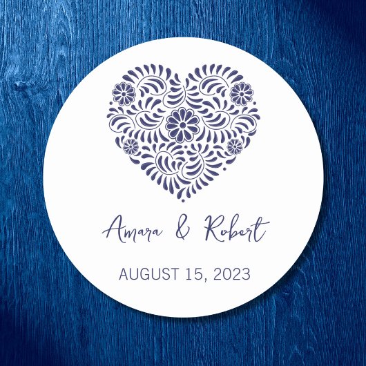 Blauwe Talavera Hart Ronde Sticker