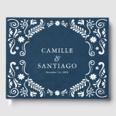 Blauwe Talavera Mexicaanse bruiloft Gastenboek (Voorkant)