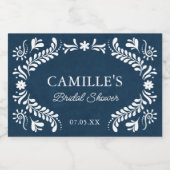 Blauwe Talavera Mexicaanse bruiloft Sparkling Wijnetiket (Enkel label)