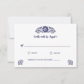 BLAUWE TALAVERA MEXICAANSE RSVP-KAART (Voorkant)