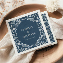 Blauwe Talavera Mexicaanse Trouwpapier Servet