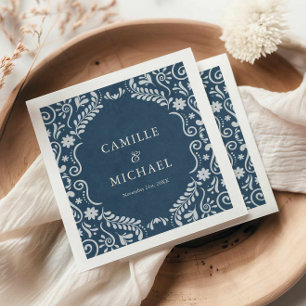 Blauwe Talavera Mexicaanse Trouwpapier Servet