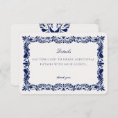 Blauwe Talavera-tegel Details Kaart Uitnodiging In (Voorkant / Achterkant)