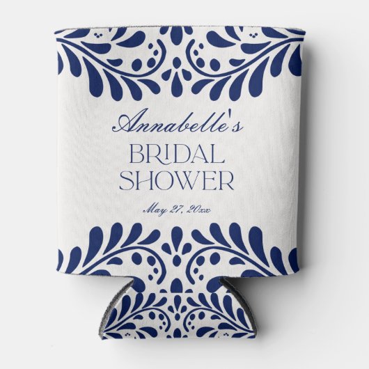 Blauwe Talavera Tegel Spaanse Fiesta Bruidsdouche Blikjeskoeler (Voorkant)