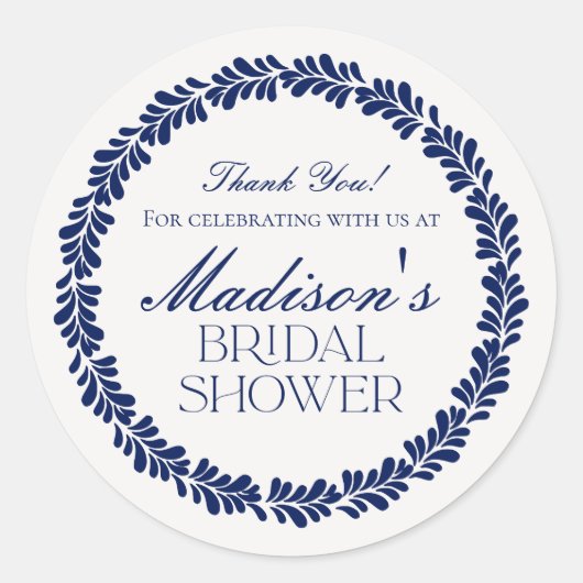 Blauwe Talavera Tegel Spaanse Fiesta Bruidsdouche Ronde Sticker (Voorkant)