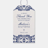 Blauwe Talavera Tegel Spaanse Fiesta Doop Favoren Cadeaulabel (Achterkant)