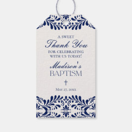 Blauwe Talavera Tegel Spaanse Fiesta Doop Favoren Cadeaulabel