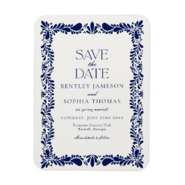 Blauwe Talavera-tegel Spaanse Fiesta Save the Date Magneet