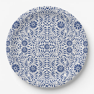 Blauwe Talavera-tegel Spaanse stijl Fiesta Papieren Bordje