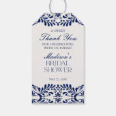 Blauwe Talavera-tegels Bruidsdouche Favorietie cad Cadeaulabel (Achterkant)