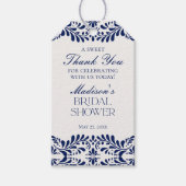 Blauwe Talavera-tegels Bruidsdouche Favorietie Ges Cadeaulabel (Voorkant)