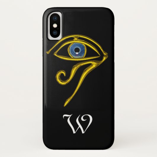 BLAUWE TALISMAN, HORUS OOG MONOGRAM ; zwart Case-Mate iPhone Case (Achterkant)
