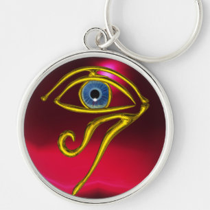BLAUWE TALISMAN / OOG VAN HORUS ,Rode Robijn Sleutelhanger