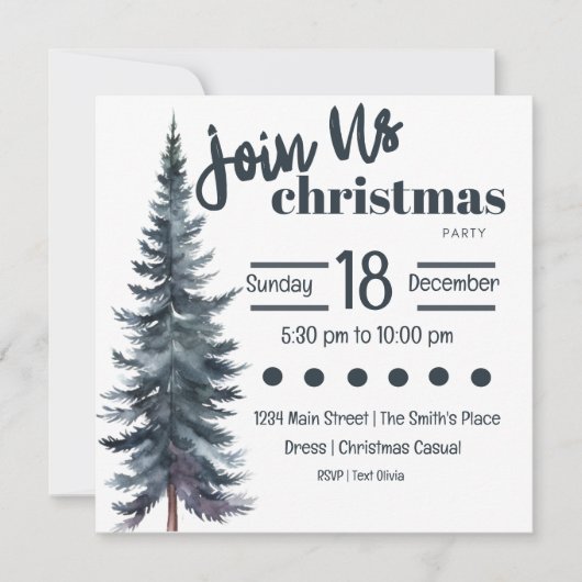 Blauwe Tall Holiday Pine Tree voor Kerstmis Kaart (Voorkant)