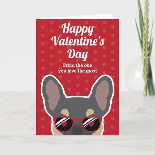 Blauwe Tan Franse Bulldog Valentijnskaart Kaart (Voorkant)