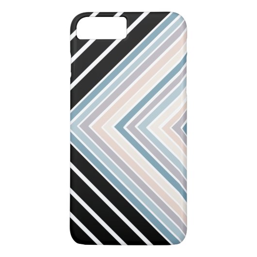 Blauwe tan strepen plus zwarte en witte strepen Case-Mate iPhone case (Achterkant)