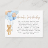 Blauwe Tan Teddy Bear-ballonboeken voor Baby Informatiekaartje (Voorkant)