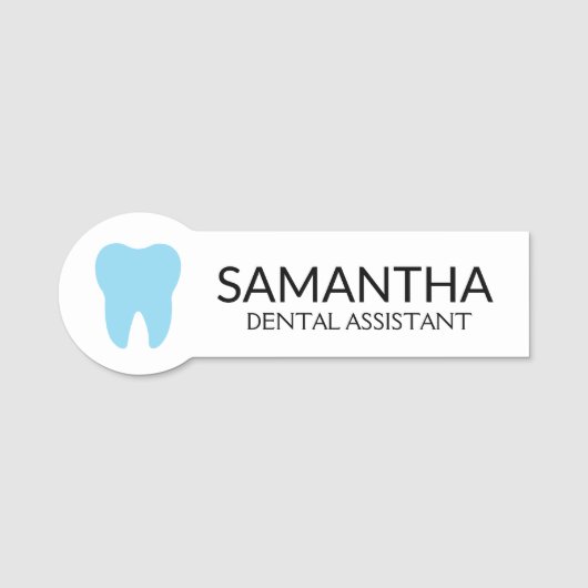Blauwe tand moderne minimale tandarts naamplaatje (Voorkant)