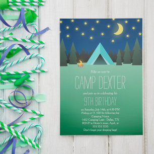 Blauwe tand onder de sterren Birthday Camping Kaart